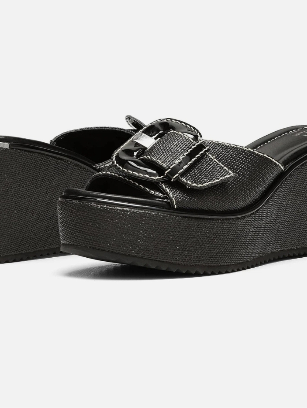 Donald Pliner Women's Ivor Raffia Wedge Sandal Size 7.5M Black New Without Box - Picture 3 of 16